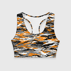 Топик спортивный женский Тигровый камуфляж, цвет: 3D-принт
