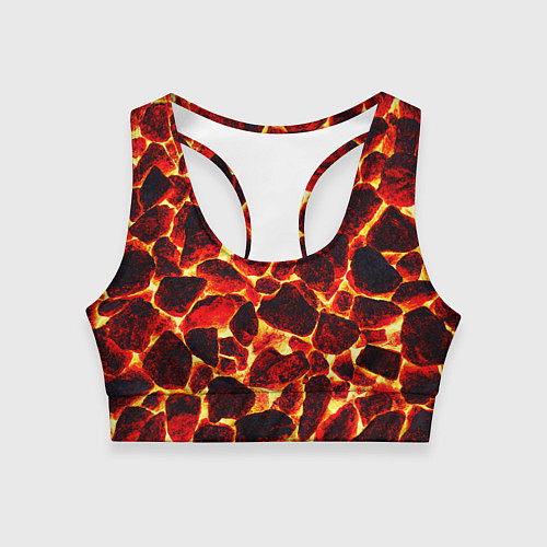 Женский спортивный топ КАМНИ В МАГМЕ ROCKS IN MAGMA / 3D-принт – фото 1