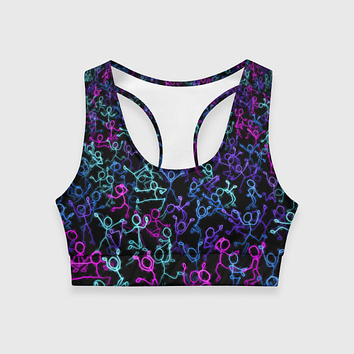 Женский спортивный топ Neon Rave Party / 3D-принт – фото 1