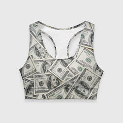 Топик спортивный женский Dollars money, цвет: 3D-принт