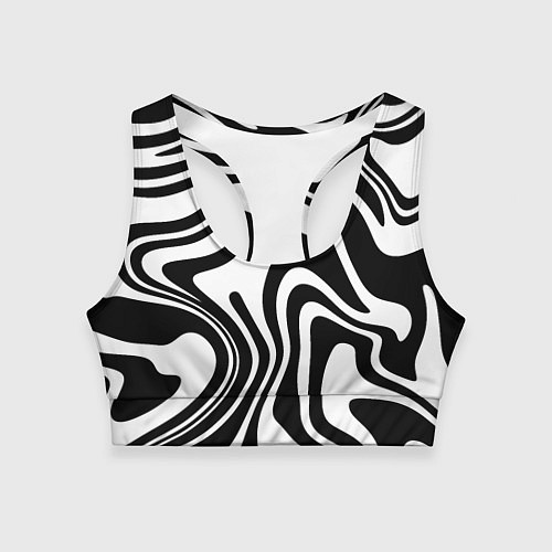 Женский спортивный топ Черно-белые полосы Black and white stripes / 3D-принт – фото 1