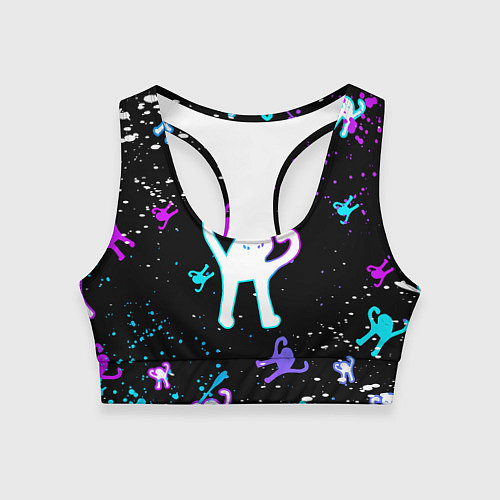 Женский спортивный топ КОТ ЪУЪ СЪУКА NEON / 3D-принт – фото 1