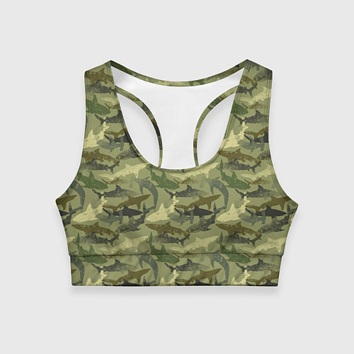 Женский спортивный топ Камуфляж из Акул / 3D-принт – фото 1