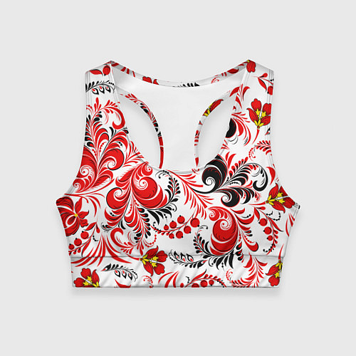 Женский спортивный топ Русская национальная роспись / 3D-принт – фото 1