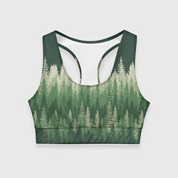 Топик спортивный женский Елки-палки, хвойный лес, цвет: 3D-принт