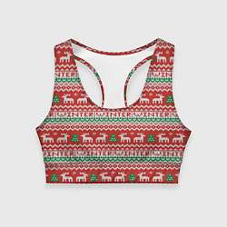 Топик спортивный женский Deer Christmas Pattern, цвет: 3D-принт