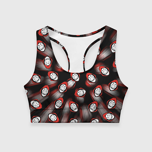 Женский спортивный топ БУМАЖНЫЙ ДОМ ПАТТЕРН МАСКА ДАЛИ / 3D-принт – фото 1