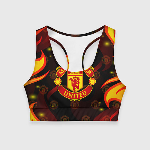 Женский спортивный топ MANCHESTER UNITED FIRE STYLE SPORT ПЛАМЯ / 3D-принт – фото 1