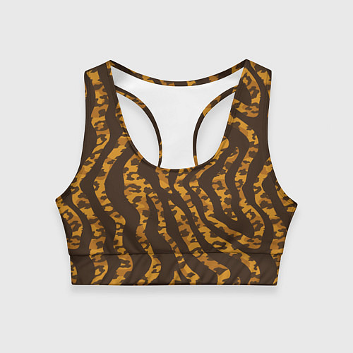 Женский спортивный топ Шкура тигра леопарда гибрид / 3D-принт – фото 1