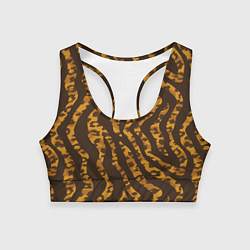 Топик спортивный женский Шкура тигра леопарда гибрид, цвет: 3D-принт