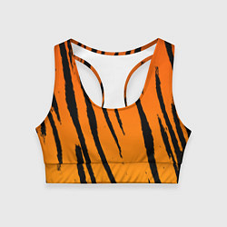 Топик спортивный женский Шкура тигра диагональ, цвет: 3D-принт