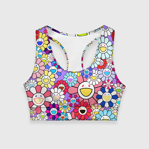 Женский спортивный топ Цветы Takashi Murakami / 3D-принт – фото 1