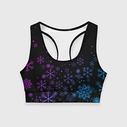 Топик спортивный женский Новогодние снежинки Градиент, цвет: 3D-принт