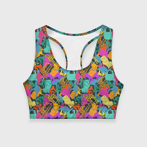 Женский спортивный топ Красочные Животные / 3D-принт – фото 1