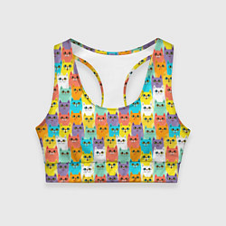 Топик спортивный женский Разноцветные Мультяшные Котики, цвет: 3D-принт