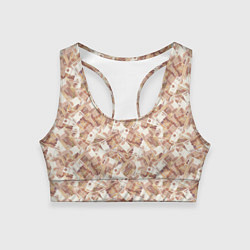 Топик спортивный женский Купюры 5000 Рублей деньги, цвет: 3D-принт