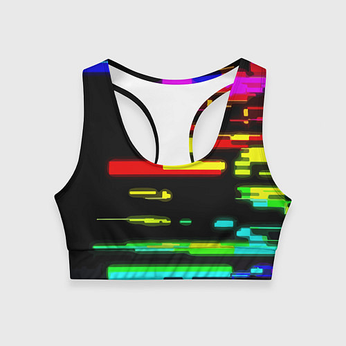 Женский спортивный топ Color fashion glitch / 3D-принт – фото 1