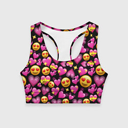 Топик спортивный женский Эмодзи сердечки, цвет: 3D-принт