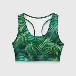 Топик спортивный женский Tropical plants pattern, цвет: 3D-принт
