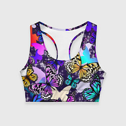 Топик спортивный женский Бабочки Butterflies, цвет: 3D-принт