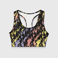 Топик спортивный женский Цветная абстракция брызгами, цвет: 3D-принт
