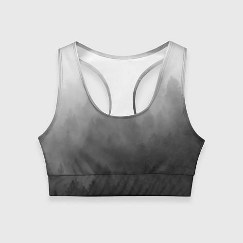Женский спортивный топ Темный лес - туман / 3D-принт – фото 1