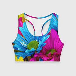 Топик спортивный женский Ромашки Pattern, цвет: 3D-принт