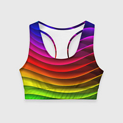 Топик спортивный женский Color line neon pattern Abstraction Summer 2023, цвет: 3D-принт