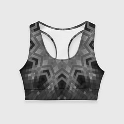 Топик спортивный женский Серый геометрический орнамент-калейдоскоп, цвет: 3D-принт