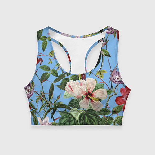 Женский спортивный топ Цветы Сине-Цветочный Букет / 3D-принт – фото 1