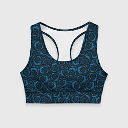 Топик спортивный женский Синие розы-цветочный узор, цвет: 3D-принт