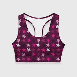 Топик спортивный женский Бордовые звезды, цвет: 3D-принт