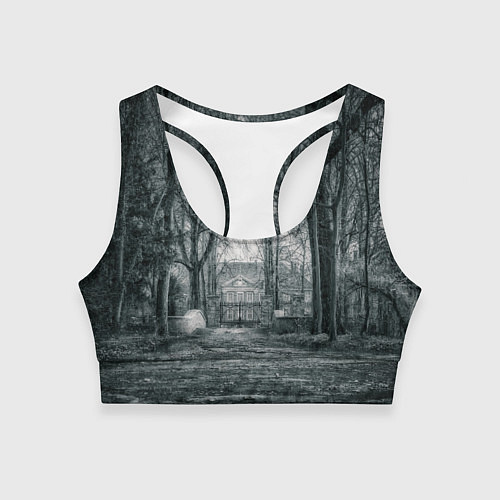 Женский спортивный топ Мрачный особняк / 3D-принт – фото 1