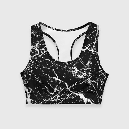 Женский спортивный топ Текстура чёрного мрамора Texture of black marble / 3D-принт – фото 1