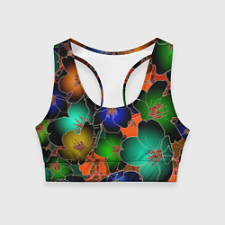 Топик спортивный женский Vanguard floral pattern Summer night Fashion trend, цвет: 3D-принт