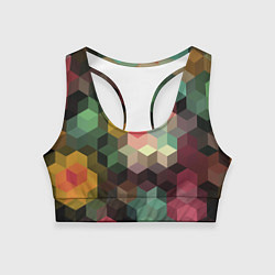 Топик спортивный женский Разноцветный геометрический узор 3D, цвет: 3D-принт