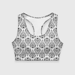 Топик спортивный женский Черно-белый геометрический узор Арт деко, цвет: 3D-принт