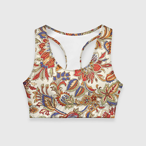 Женский спортивный топ Цветочный винтажный орнамент / 3D-принт – фото 1