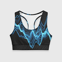 Топик спортивный женский Синие волны-молнии, цвет: 3D-принт