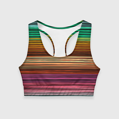 Женский спортивный топ Multicolored thin stripes Разноцветные полосы / 3D-принт – фото 1