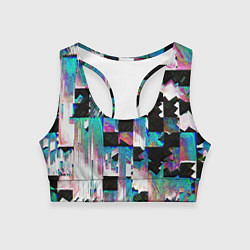 Топик спортивный женский Glitch Abstract squares Глитч Абстрактные квадраты, цвет: 3D-принт