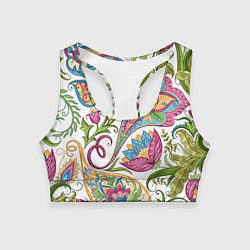 Топик спортивный женский Fashionable floral Oriental pattern Summer 2025, цвет: 3D-принт