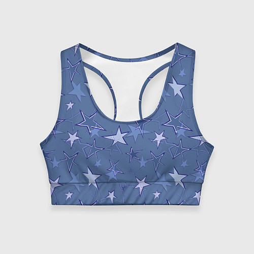 Женский спортивный топ Gray-Blue Star Pattern / 3D-принт – фото 1