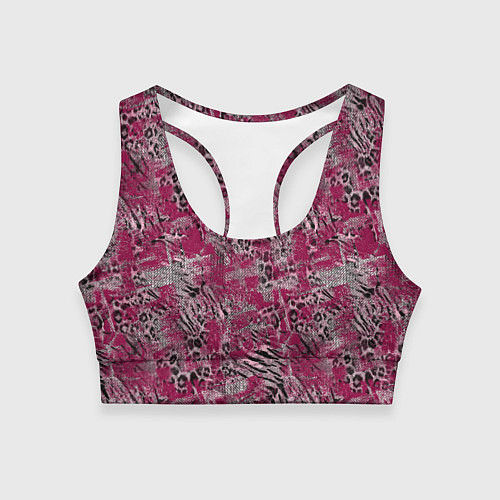 Женский спортивный топ Тигровый-леопардовый гранж / 3D-принт – фото 1