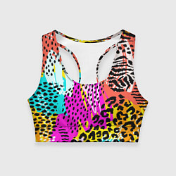 Топик спортивный женский LEOPARD TEXTURE, цвет: 3D-принт