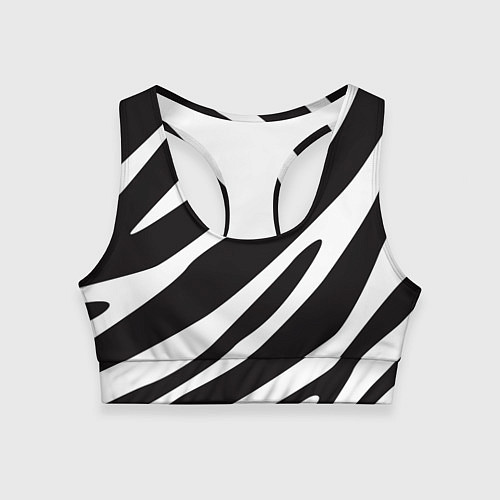 Женский спортивный топ Анималистичный рисунок зебра / 3D-принт – фото 1
