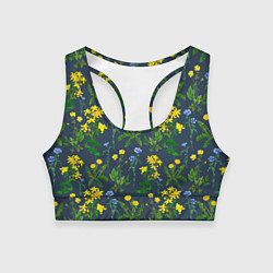 Топик спортивный женский Одуванчики и другие полевые цветы - ботанический п, цвет: 3D-принт