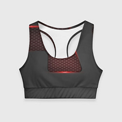 Топик спортивный женский Объемная красная сетка на черной пластине, цвет: 3D-принт