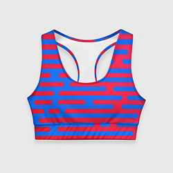 Топик спортивный женский Красно-синие полосы, цвет: 3D-принт