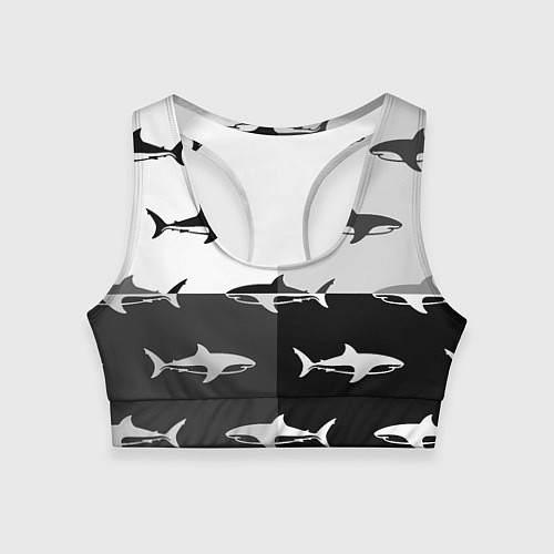Женский спортивный топ Стая акул - pattern / 3D-принт – фото 1